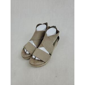 Eileen Fisher Sandals Womens Size 9 Gray Suede Strappy Gladiator Zip Up